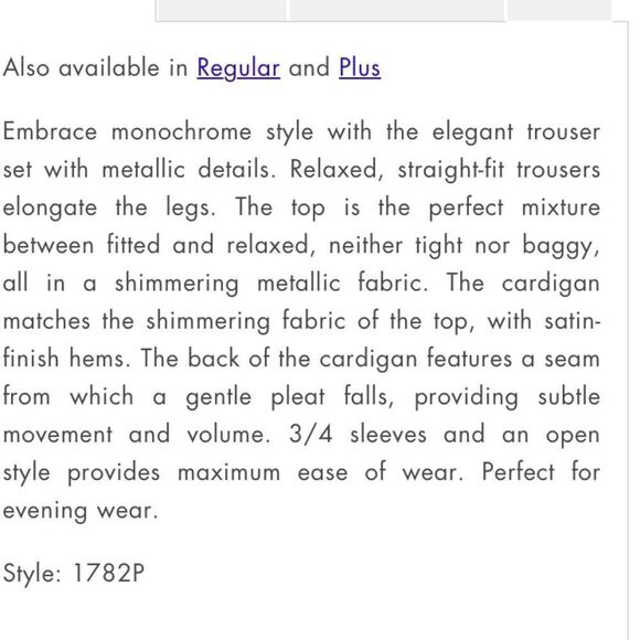 NWT R&M Richards Faux Two-Piece Pant Set with Metallic Details - Picture 4 of 12